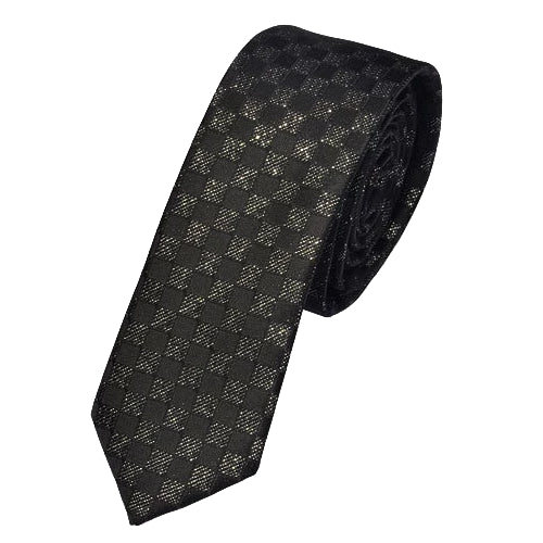 Classy Men Skinny Black Checkerboard Tie