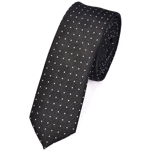Classy Men Skinny Black Double-Dotted Tie