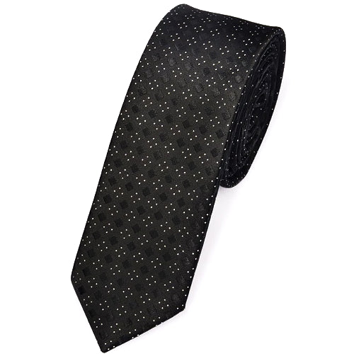 Cravatta nera punteggiata skinny da uomo di classe