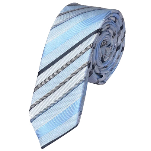 Classy Men Skinny Light Blue Striped Tie