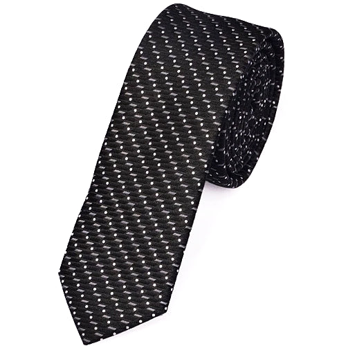 Cravatta a pois skinny a righe nere da uomo di classe