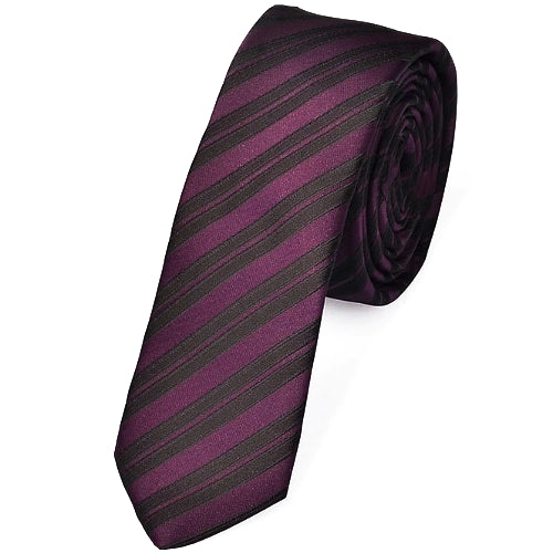 Classy Men Skinny Purple Striped Tie