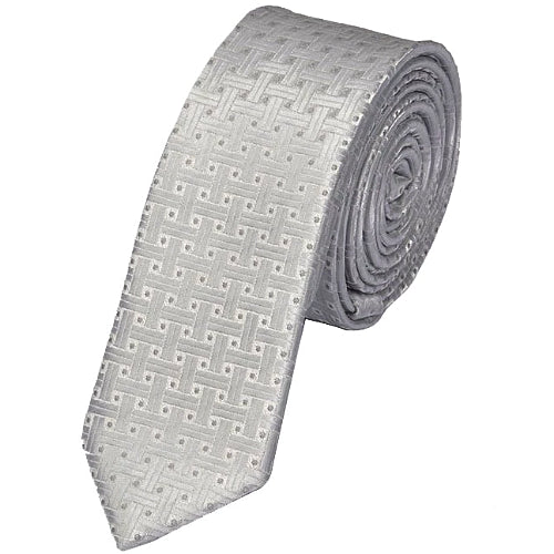 Cravatta argentata skinny da uomo di classe