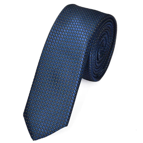 Cravatta punteggiata blu skinny da uomo di classe