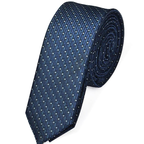 Classy Men Skinny Blue Dash Dot Tie