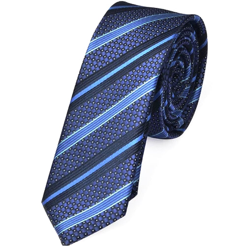 Cravatta a righe blu skinny da uomo di classe
