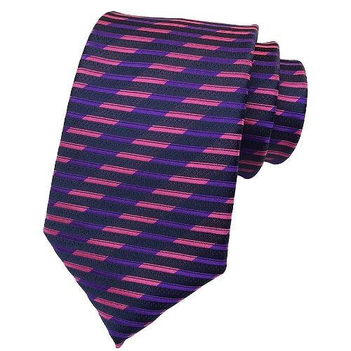Classy Men Pink & Purple Striped Silk Tie