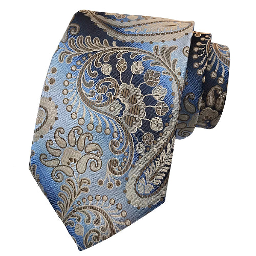 Classy Men Light Blue Paisley Silk Tie