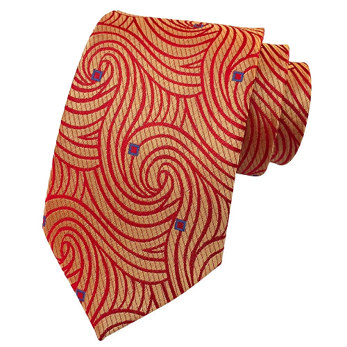 Cravatta di seta rossa e dorata da uomo di classe