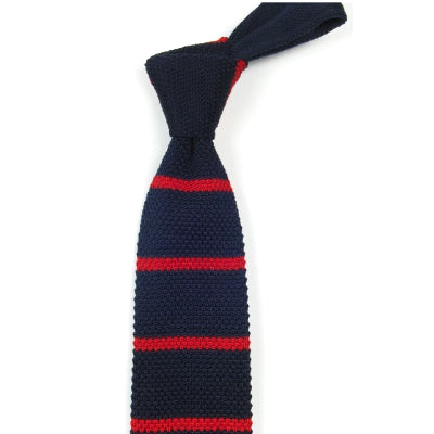 Classy Men Navy Blue Red Knitted Tie