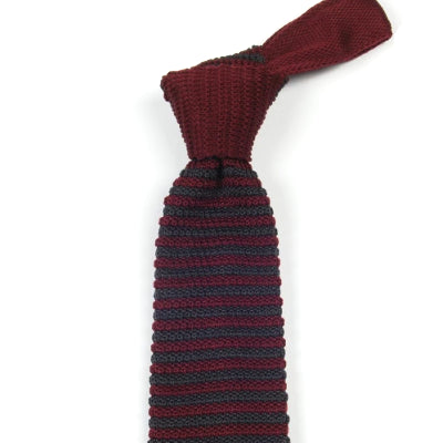 Classy Men Red Brown Striped Knitted Tie