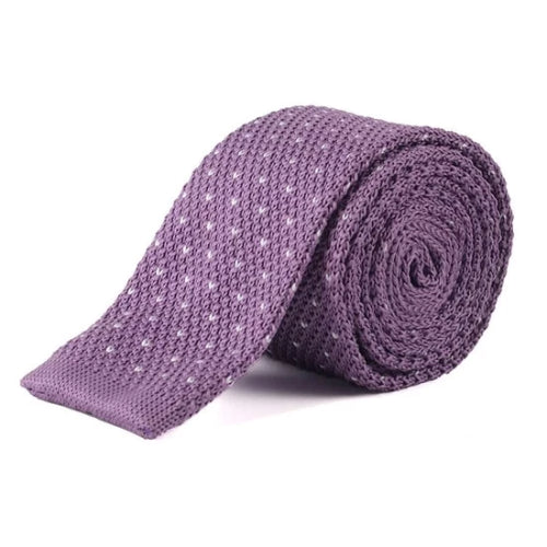 Cravatta in maglia quadrata punteggiata di lavanda da uomo di classe