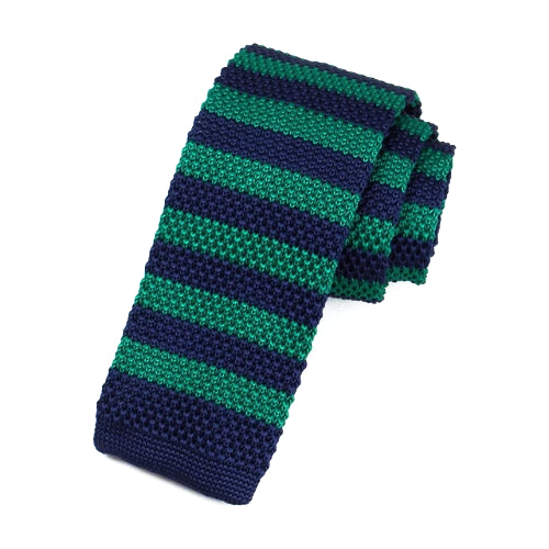 Cravatta in maglia quadrata blu navy verde da uomo di classe