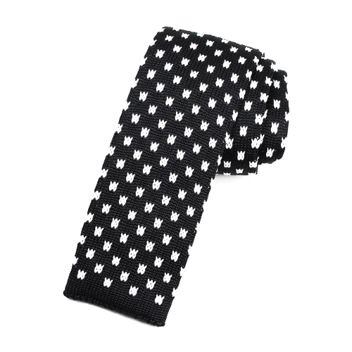 Classy Men Black White Square Knit Tie