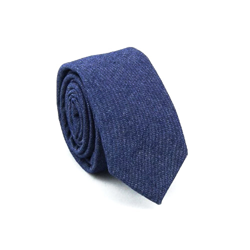Classy Men Blue Denim Cotton Skinny Tie