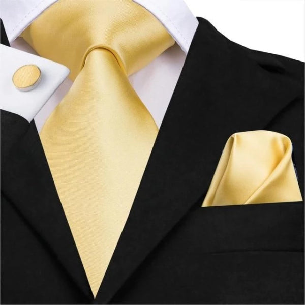 Classy Men Solid Gold Silk Tie