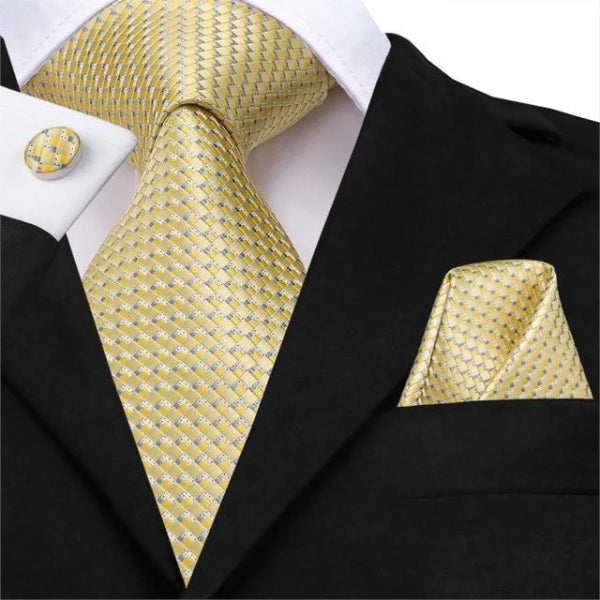 Classy Men Gold Squared Silk Tie