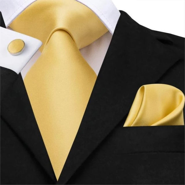 Classy Men Yellow Gold Silk Tie