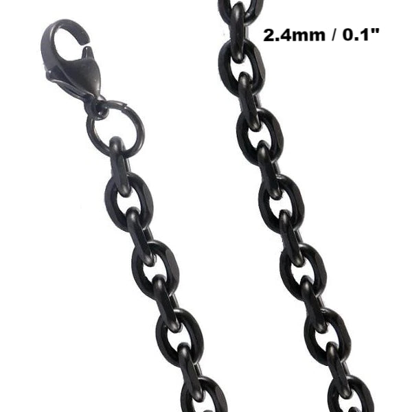Classy Men 2.4mm Black Rolo Chain Necklace