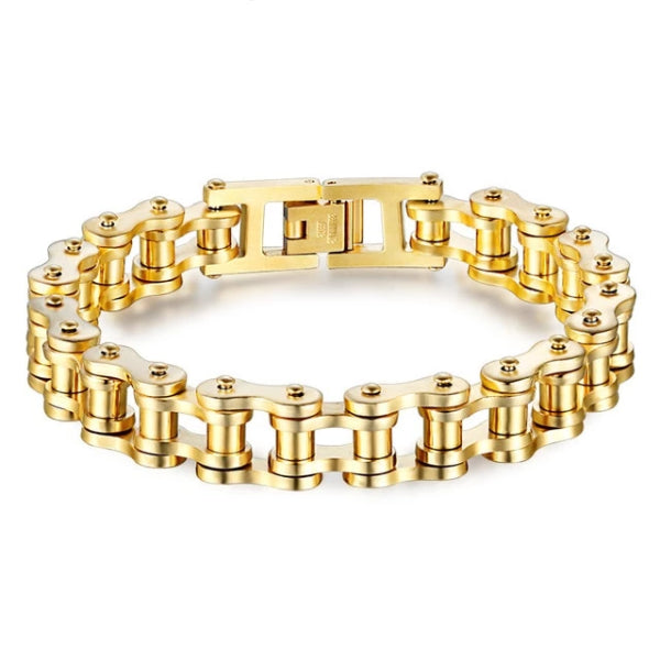 Classy Men Gold Steel Biker Chain Bracelet