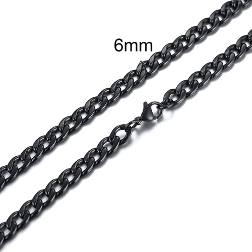 Classy Men 6mm Black Curb Chain Necklace