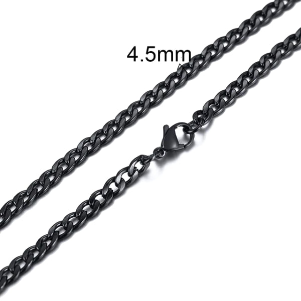 Classy Men 4.5mm Black Curb Chain Necklace
