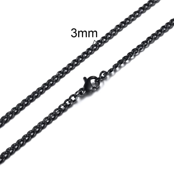 Classy Men 3mm Black Curb Chain Necklace