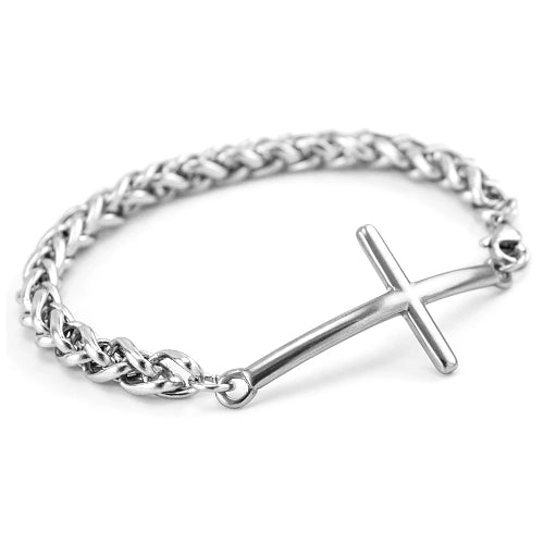 Classy Men Stainless Steel Cross Chain Bracelet