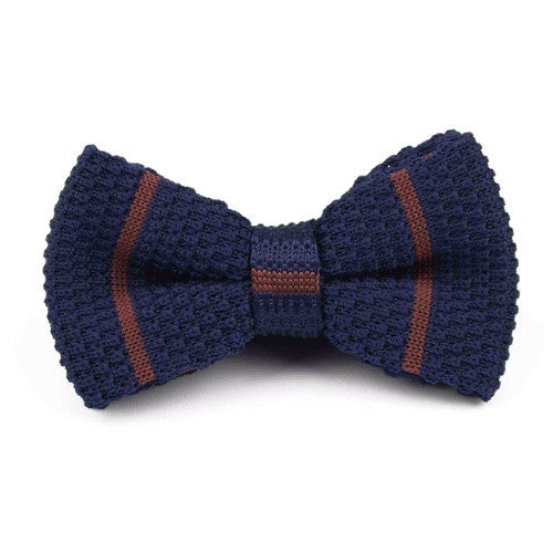 Classy Men Knitted Bow Tie Navy/Brown - Classy Men Collection