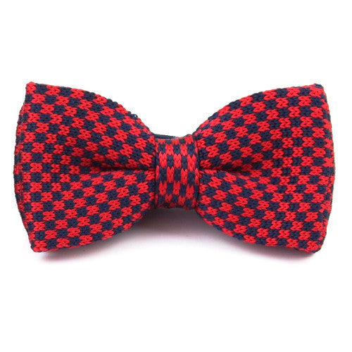 Classy Men Knitted Bow Tie Red/Navy - Classy Men Collection