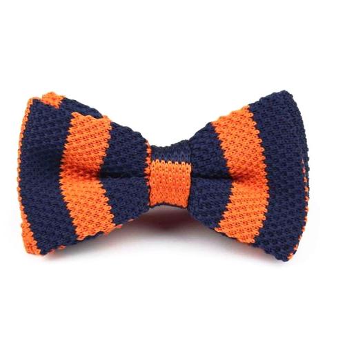 Classy Men Knitted Bow Tie Navy/Orange - Classy Men Collection