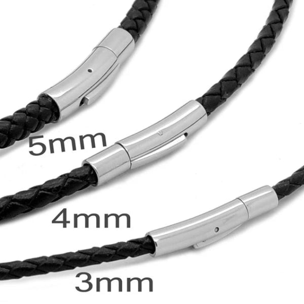 Classy Men 3mm Braided Leather Chain Necklace