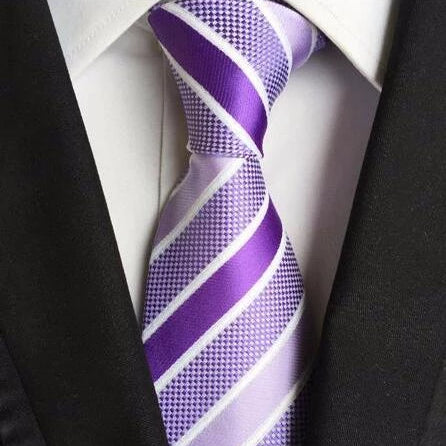 Classy Men Purple Striped Silk Tie