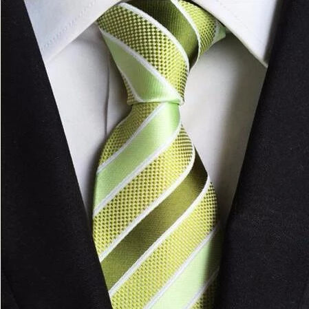Classy Men Green Striped Silk Tie