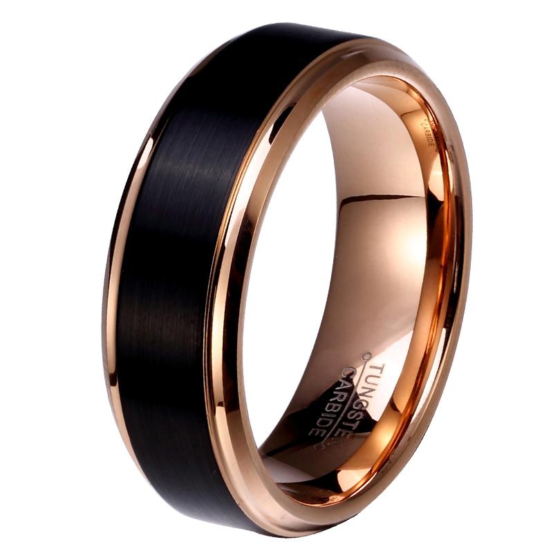 2-Tone Black & Gold Edge Trim Mens Tungsten Wedding Band - 8mm Matte Finish  Comfort Fit Tungsten Carbide Anniversary Ring JATN854Ns10 - Walmart.com