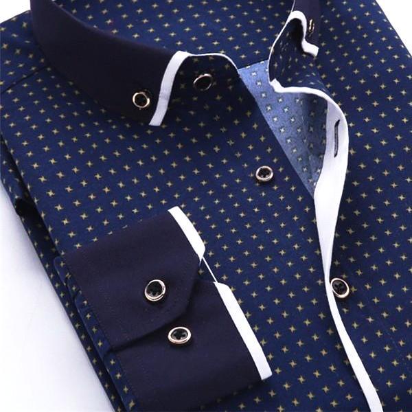 Casual Navy Blue Dress Shirt | Slim Fit | Sizes 38-45 - Classy Men Collection