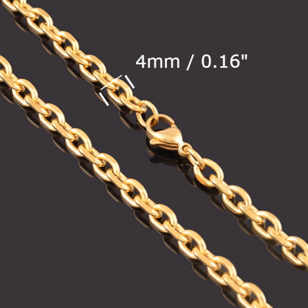 Classy Men 4mm Gold Rolo Chain Necklace