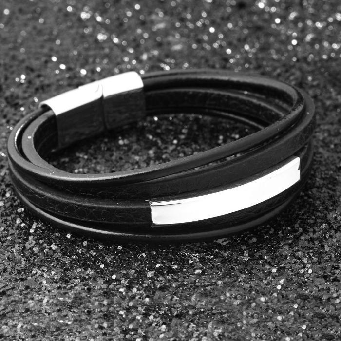 Classy Men Leather & Stainless Steel Bracelet - Classy Men Collection