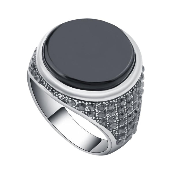 Round Black & Silver Signet Pinky Ring for Men | CMC | Classy Men ...