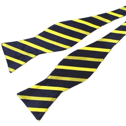 Classy Men Yellow Navy Silk Self-Tie Bow Tie