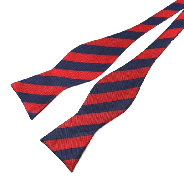 Classy Men Red Blue Striped Silk Self-Tie Bow Tie
