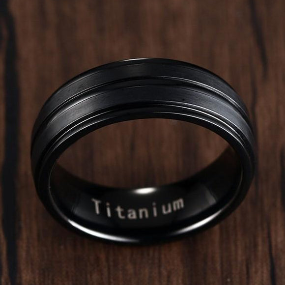 Classy Men Black Channeled Titanium Ring - Classy Men Collection