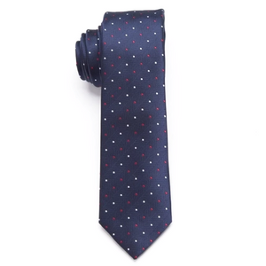 Cravatta Garza navy con pois polka marroni Cravatta Garza navy con pois polka marroni