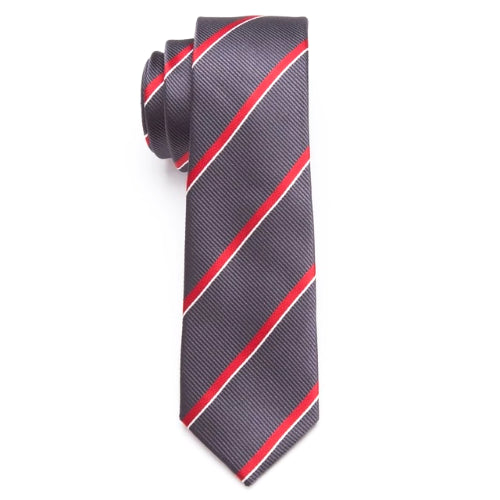 Cravatta skinny a righe grigie da uomo di classe
