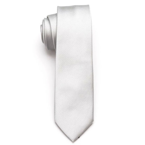 Cravatta sottile da uomo in argento tinta unita di classe