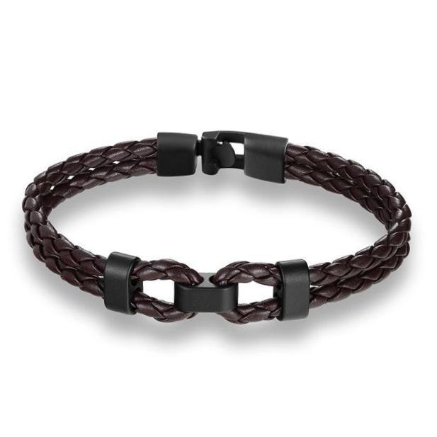 Classy Men Dark Brown Leather Bracelet - Classy Men Collection