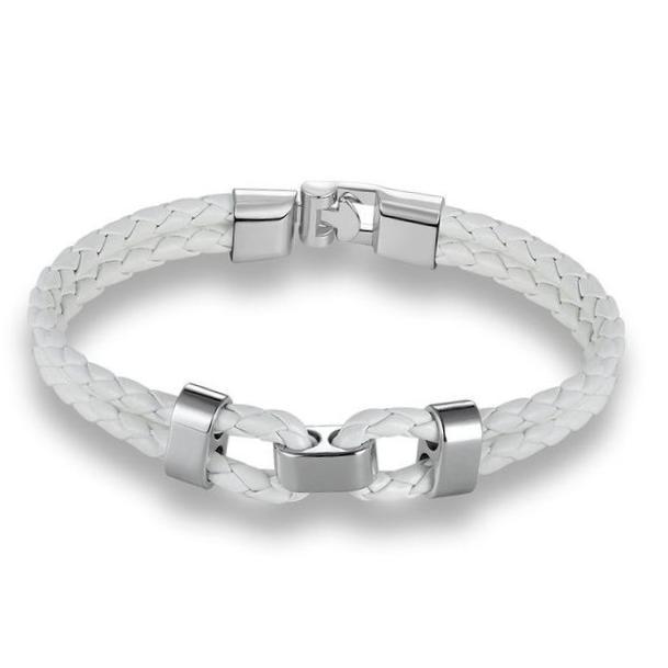 White Leather Bracelets, Free Shipping