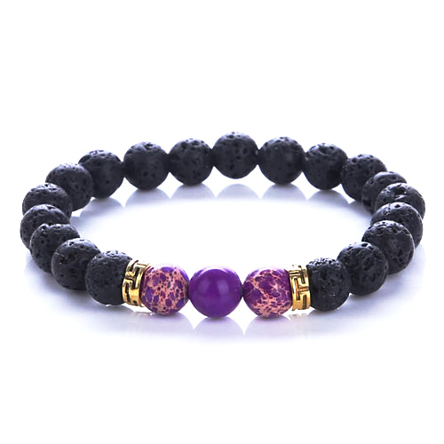 Classy Men Bracelet Lava Stone Purple