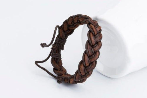 Classy Men Brown Leather Braided Bracelet - Classy Men Collection