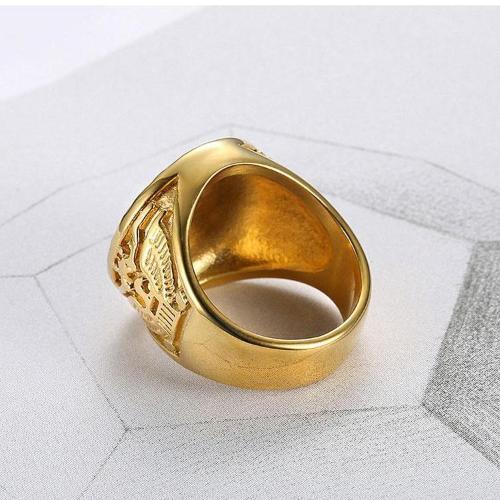 Rings for Men Stainless Steel Ring BLACK GOLD Toned Design Band Finger Ring  for Men and